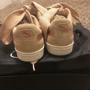 Brown Puma suede Bow sneakers